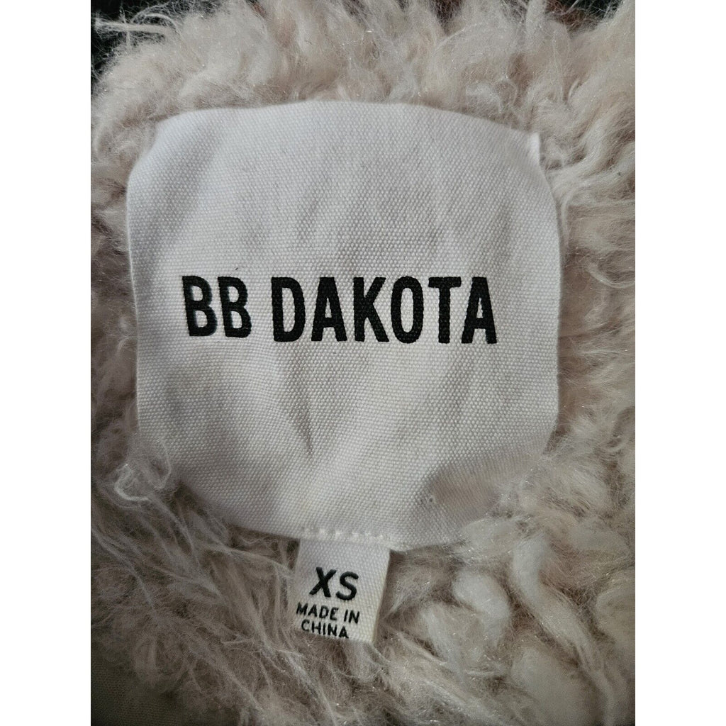 BB Dakota Soft Spot Faux Fur Coat, Women's Size XS, Tan/Off White Lined Jacket