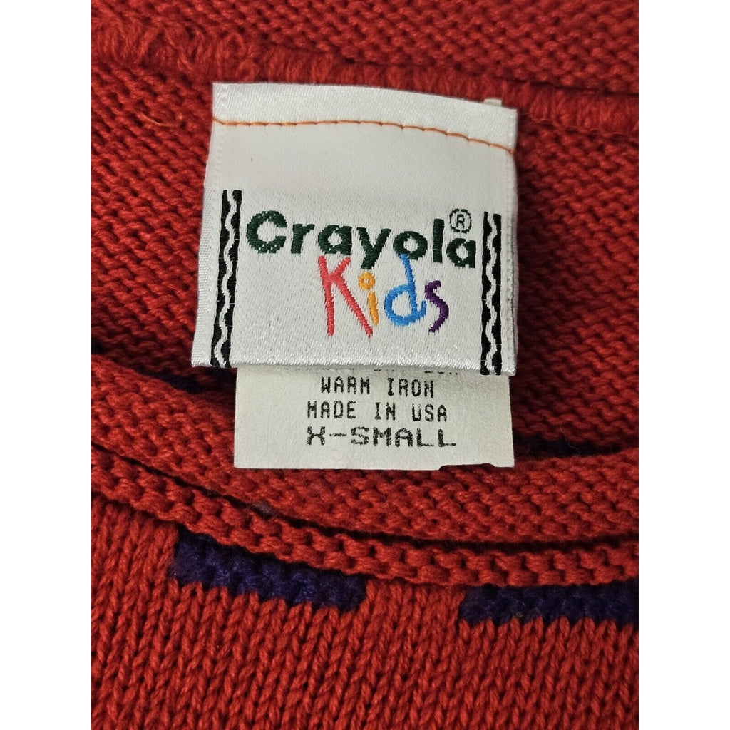 Vintage Crayola Kids Knit Sweater XS 80s Colorful Pullover Sweater US Made