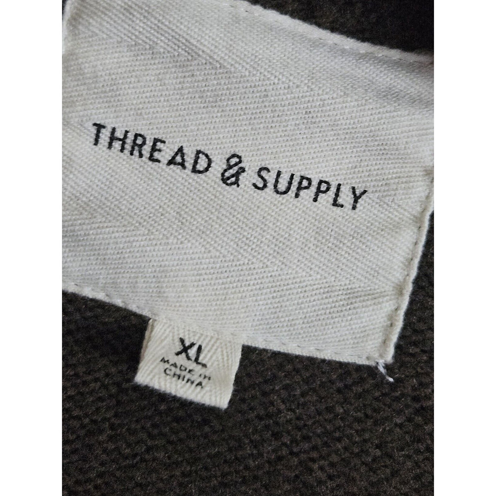Thread & Supply Longline Women’s Cardigan Open Front Pocket Brown Sweater XL