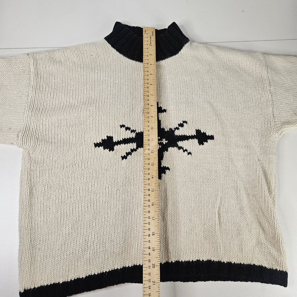Marsh Landing Hand Knitted Wool Blend Sweater Snowflake Heavyweight Women's Med