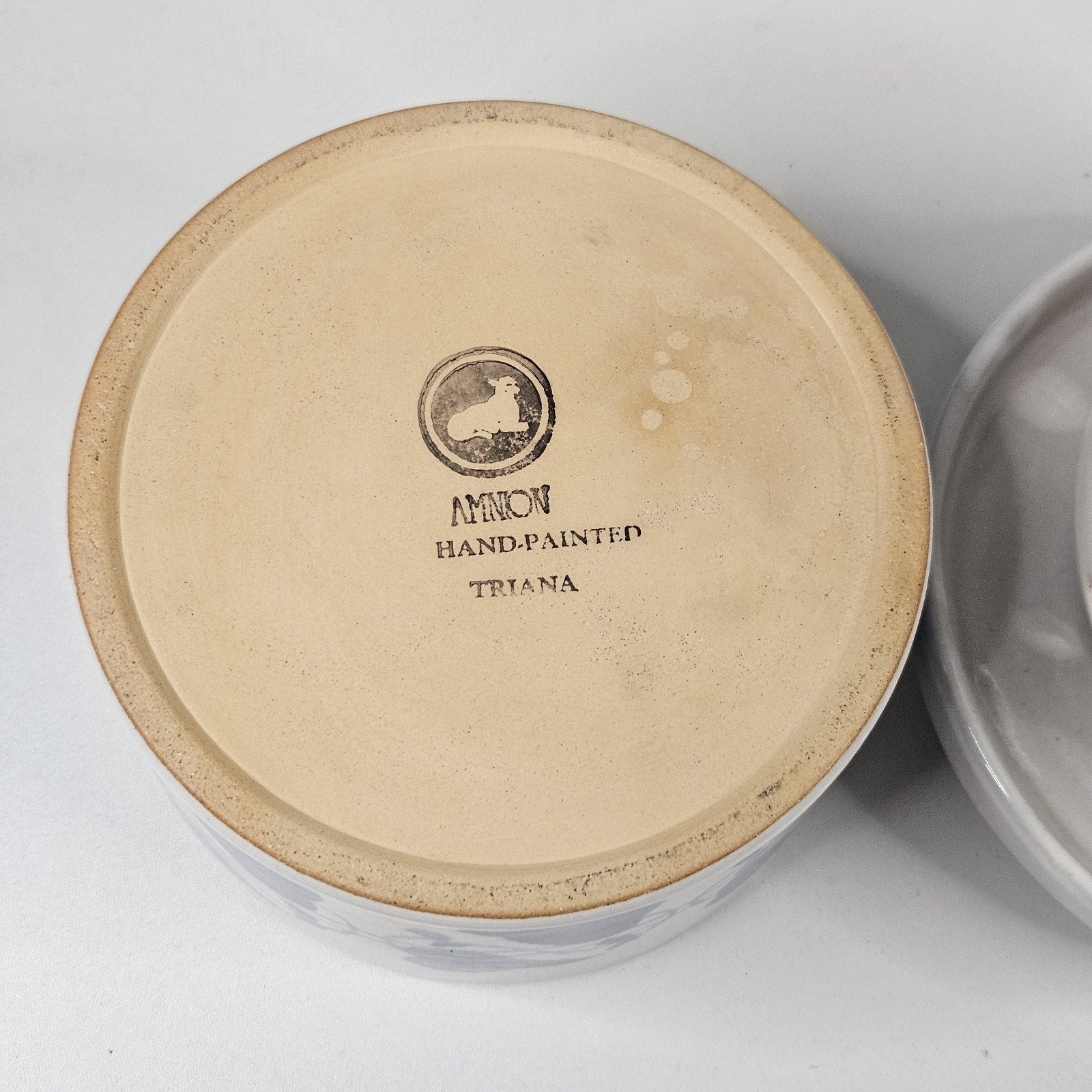 Vintage Amnion Triana Salt Glaze Stoneware Floral Print Butter Crock W Lid