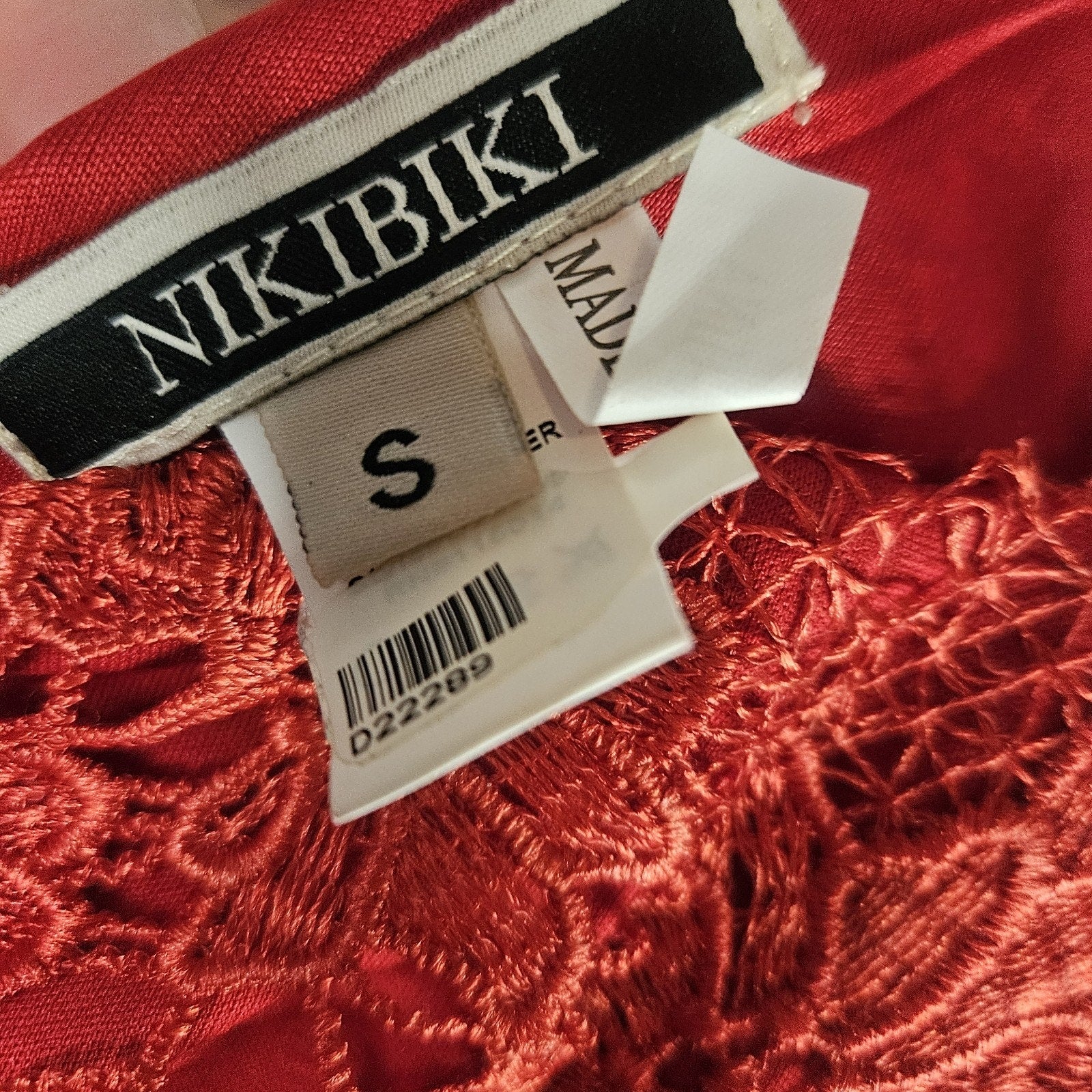 Nikibiki Red Lace Midi Bodycon Slimming Dress Sz Small Formal Special Occasion