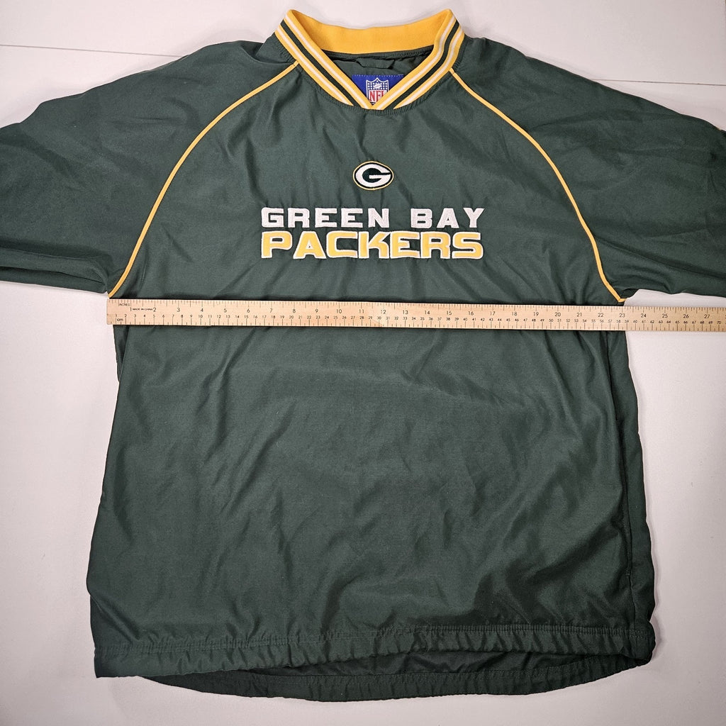 Vintage Reebok Green Bay Packers Mens Size Medium Pull-Over Green Wind Breaker