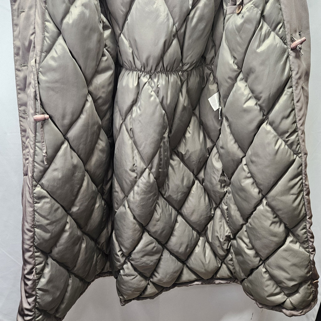 Platinum Utex Women’s Removable Faux Fur Hood Quilted Long Coat Parka