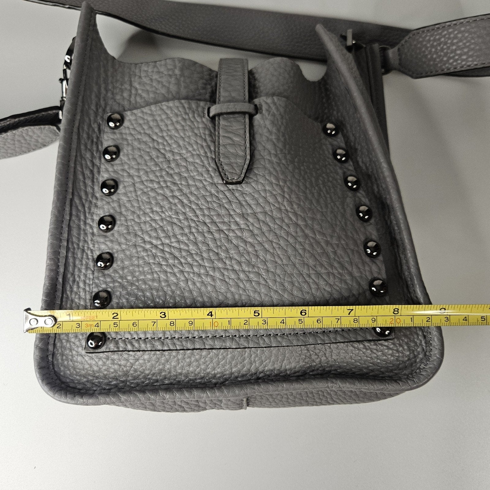 Rebecca Minkoff Unlined Feed Leather Crossbody Bag Gray Studded