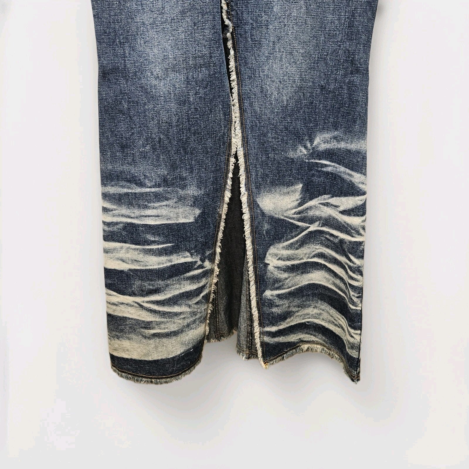 Nwt Vtg Y2K CREST The Collection Patchwork Blue Jean Skirt Maxi Fringe Sz 11/12