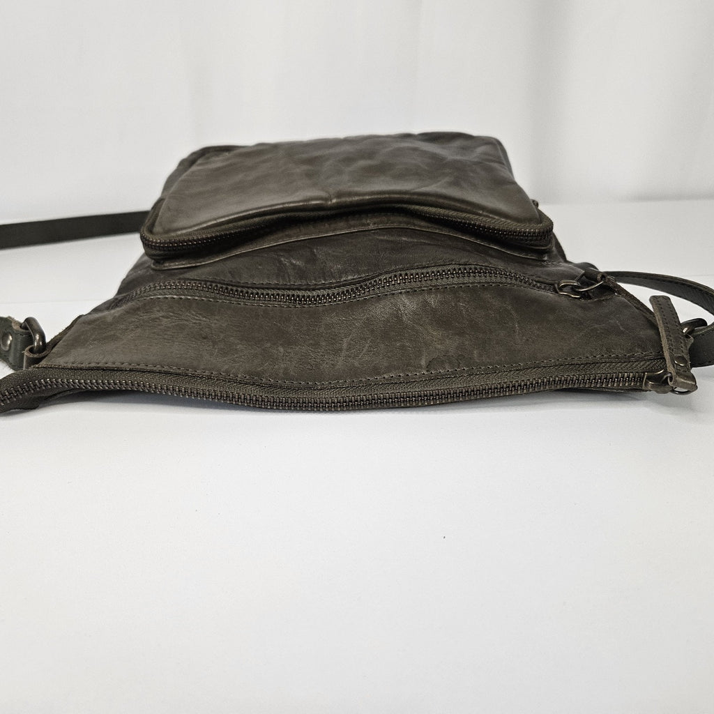 Wise Owl Genuine Leather Crossbody Handbag Purse Olive Green Boho Western