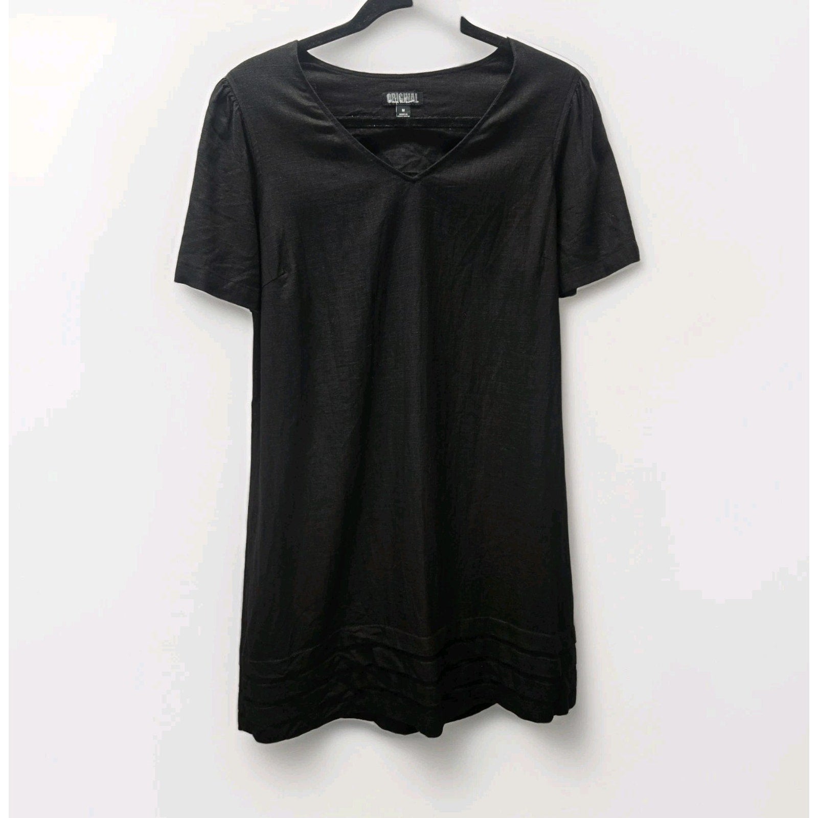 Nicole Miller Original Linen Blend Black Short Sleeve Dress Size M Classic Mini