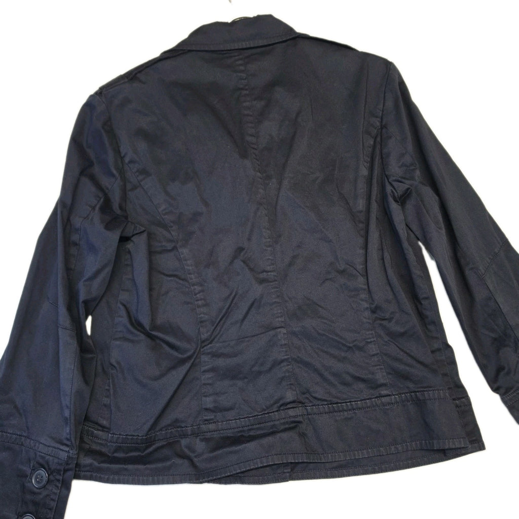 Talbots Cotton Chambray Canvas Blazer Style Jacket Womens 12 Black Overcoat