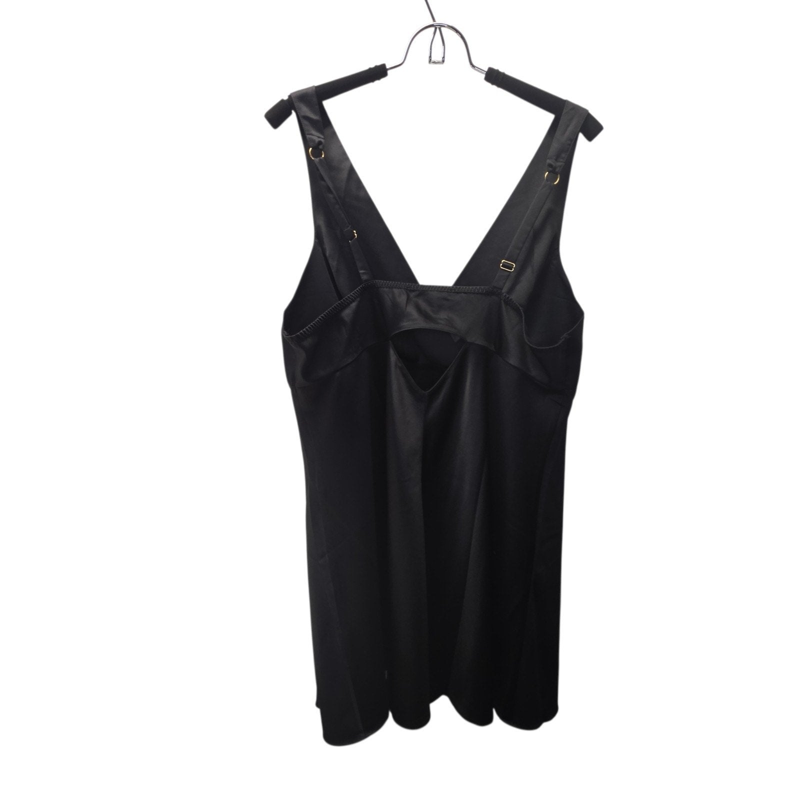 Rya Collection Women's Sz 1X Plus Size Positivity Black Satin Chemise Nightgown