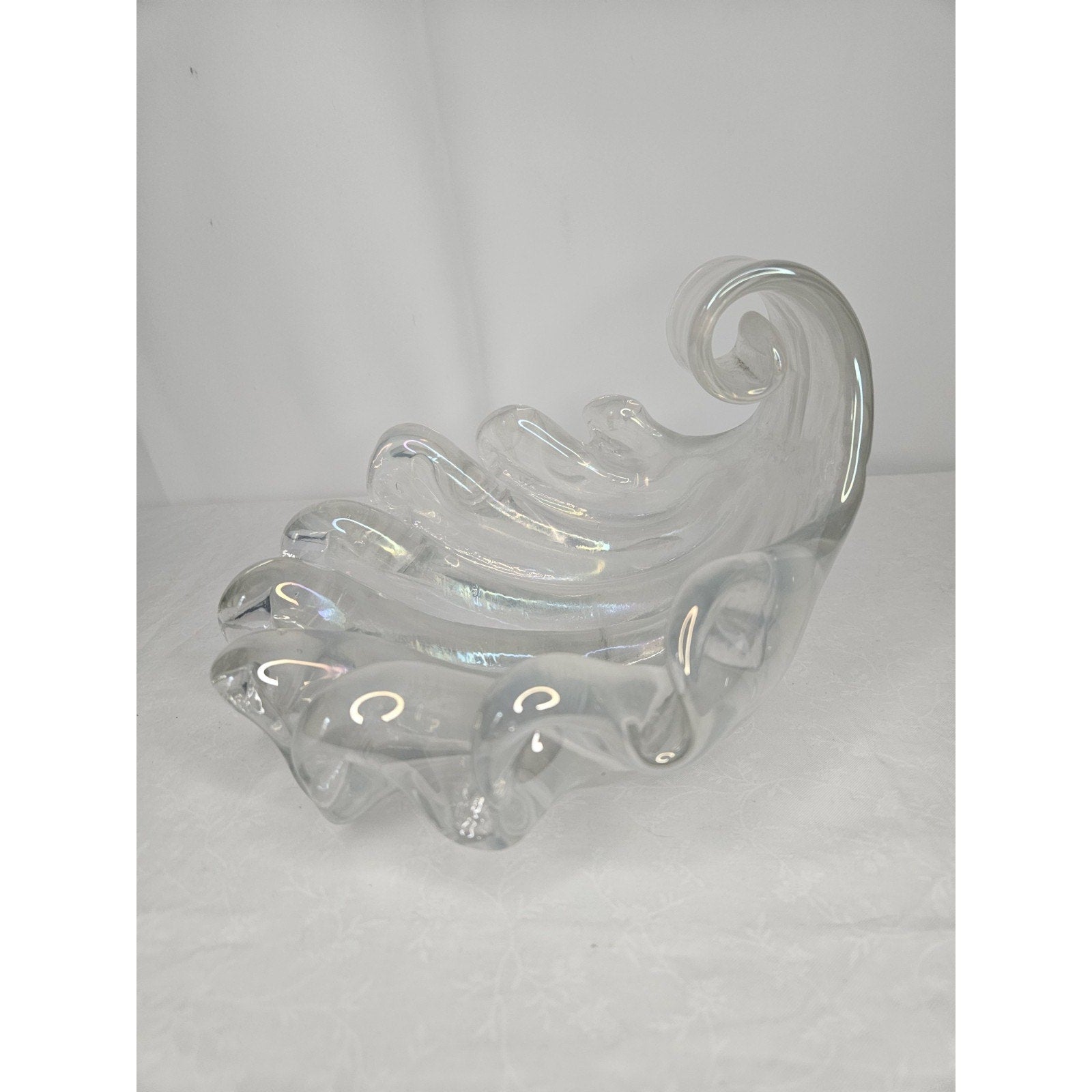 Barovier Murano Iridescent Italian Art Deco Glass Conch Seashell Bowl 1940s