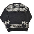 VTG Le Tiger Womens XL Pullover Black White Fair Isle Knit Sweater Holiday