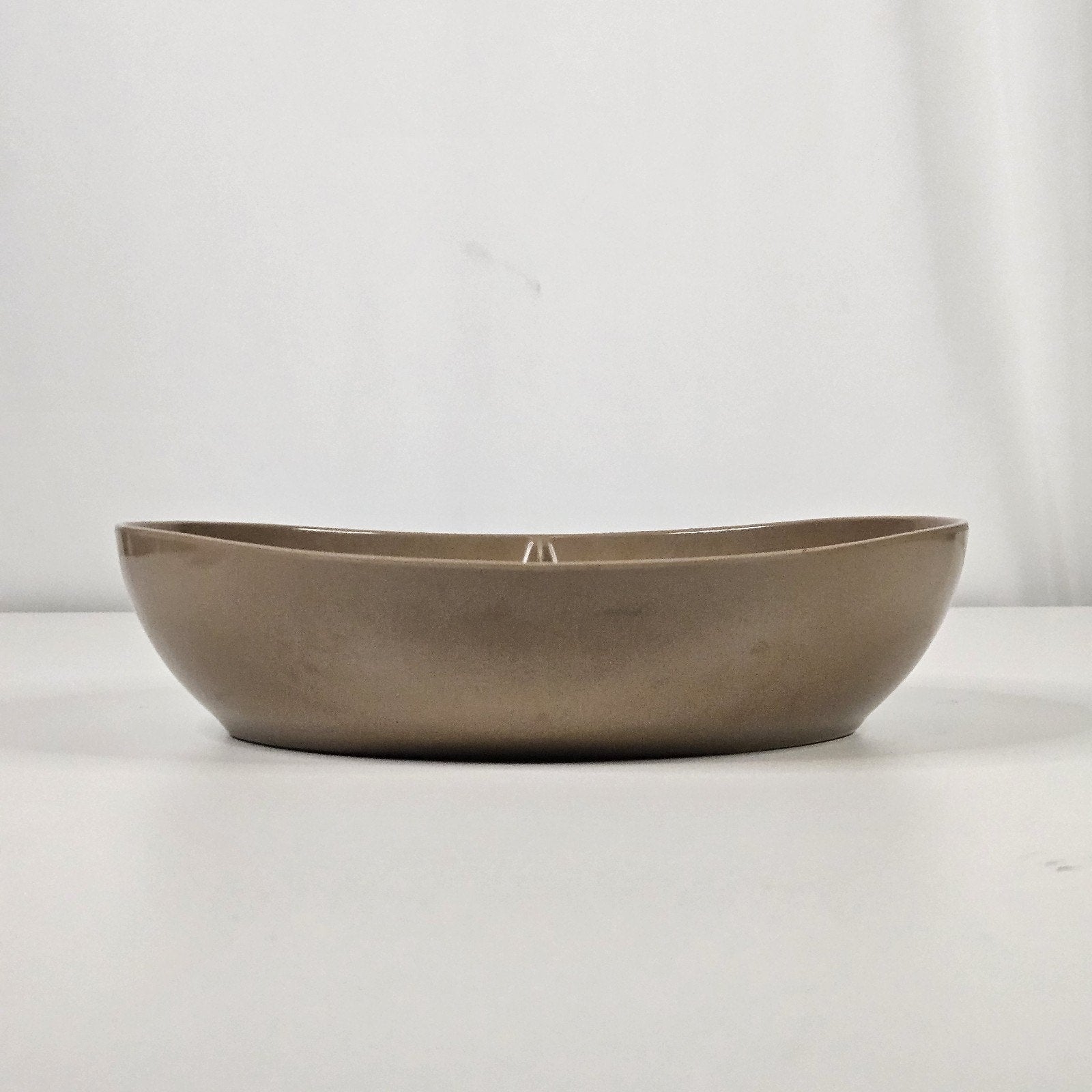 Mid Century Melmac Boonton Divided 2 Cups Serving Bowl Brown Vintage Tableware