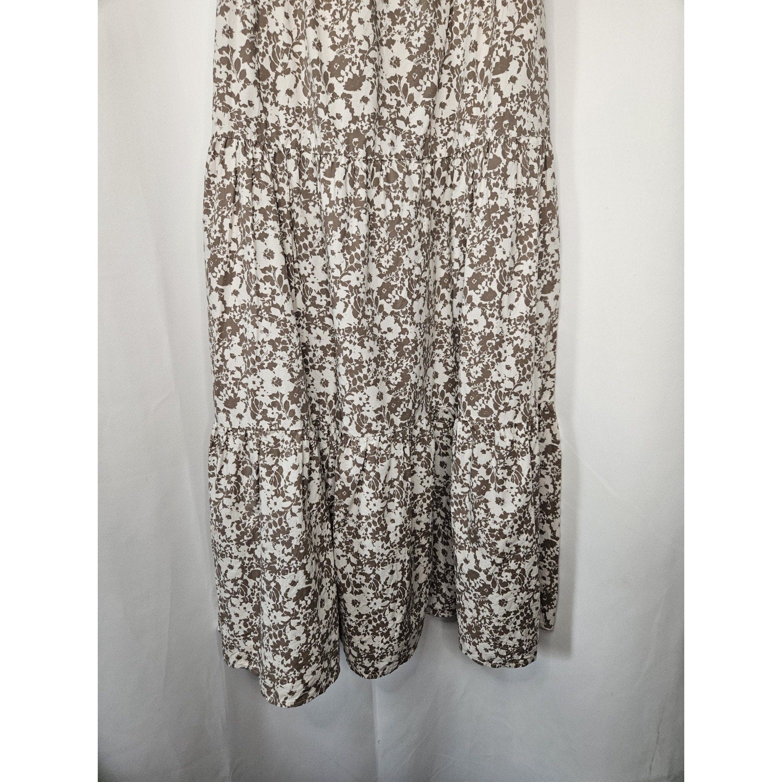 Rails Leni Floral Midi Dress Cafe Adjustable Back Tie Straps Tiered Skirt Small