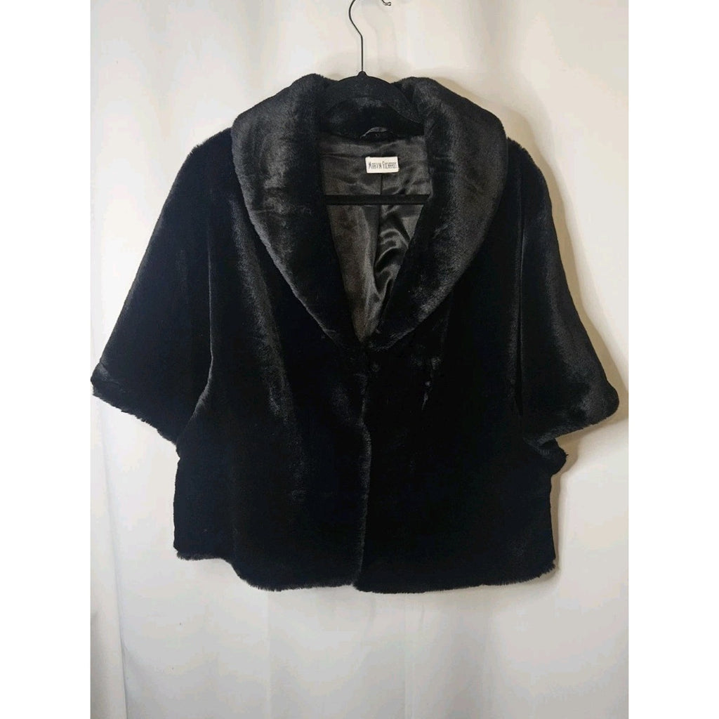 Marvin Richards Vintage Black Cape Swing Jacket Faux Fur Coat One Size Fits Most