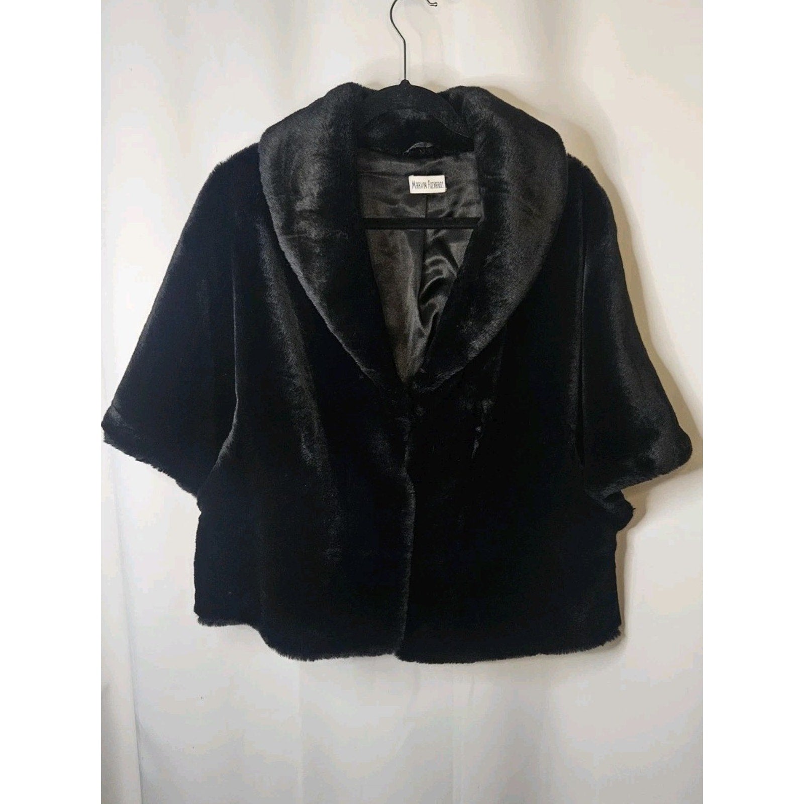 Marvin Richards Vintage Black Cape Swing Jacket Faux Fur Coat One Size Fits Most