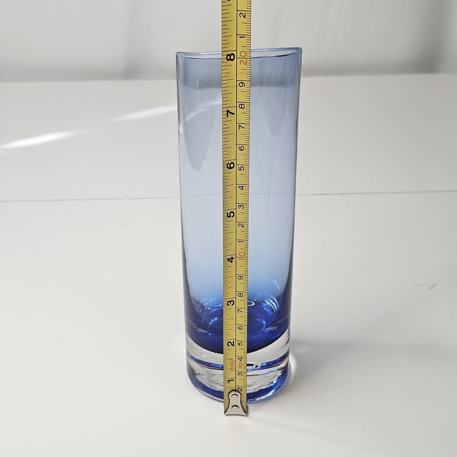 Vintage Krosno Holmegaard Art Glass Vase Smokey Blue Asymmetrical Hand Blown