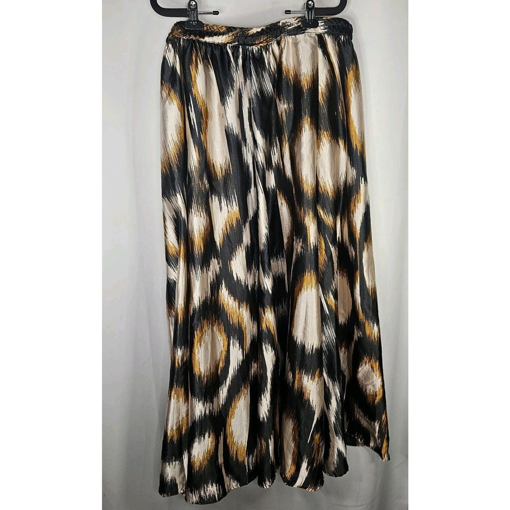 Truly 4 You Womens Plus 3X Black Tan Brown Boho A-line Abstract Print Maxi Skirt