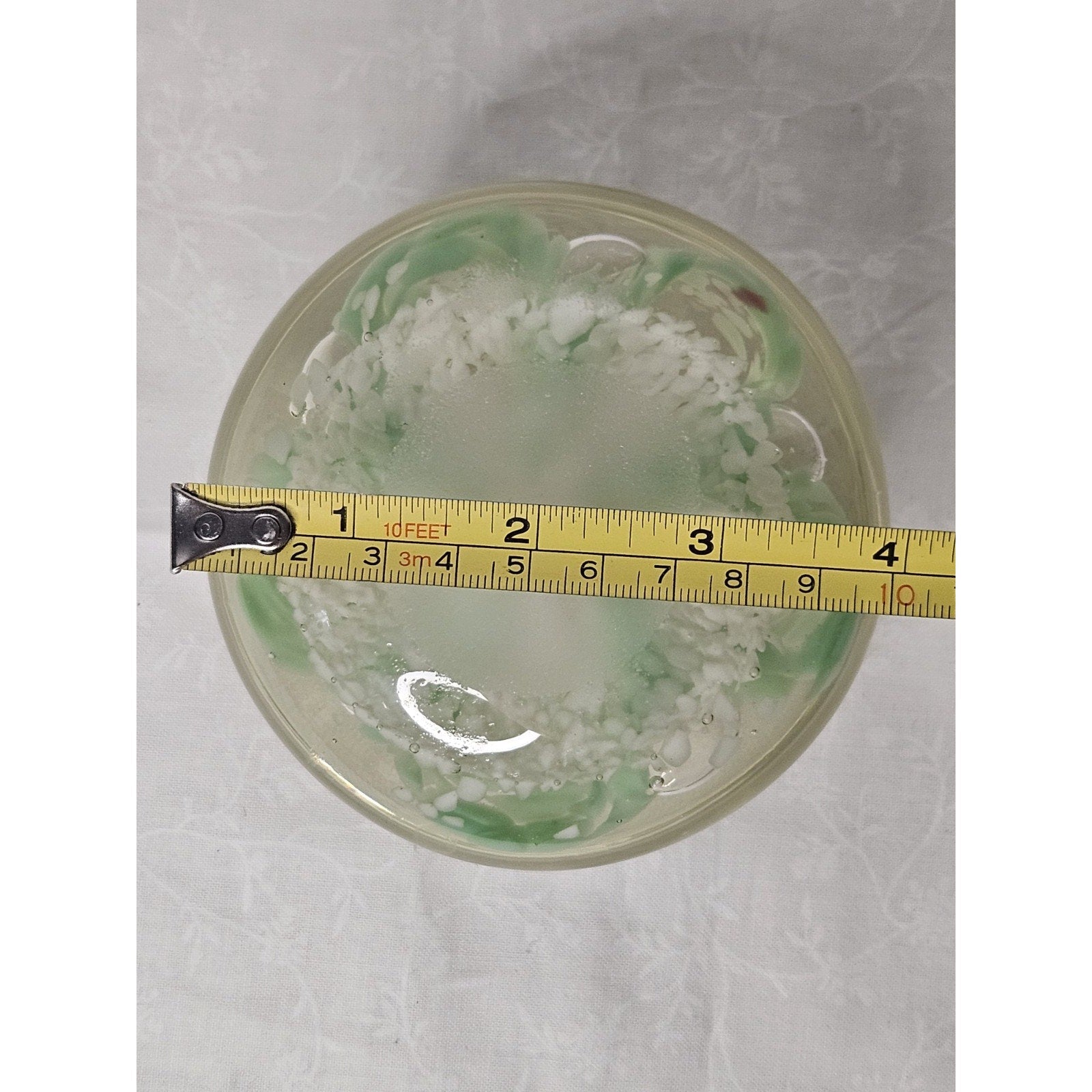 Vintage Glass Candle Holder Flower Claire Paper Weight Mid Century Glass Art