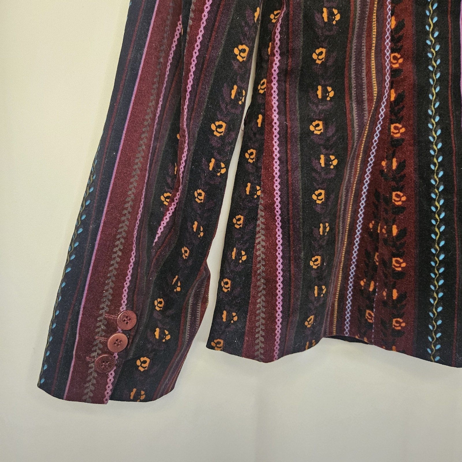 Vtg Grace Elements Corduroy Velvet Blazer Jacket Sz 10 Boho Glam Aztec