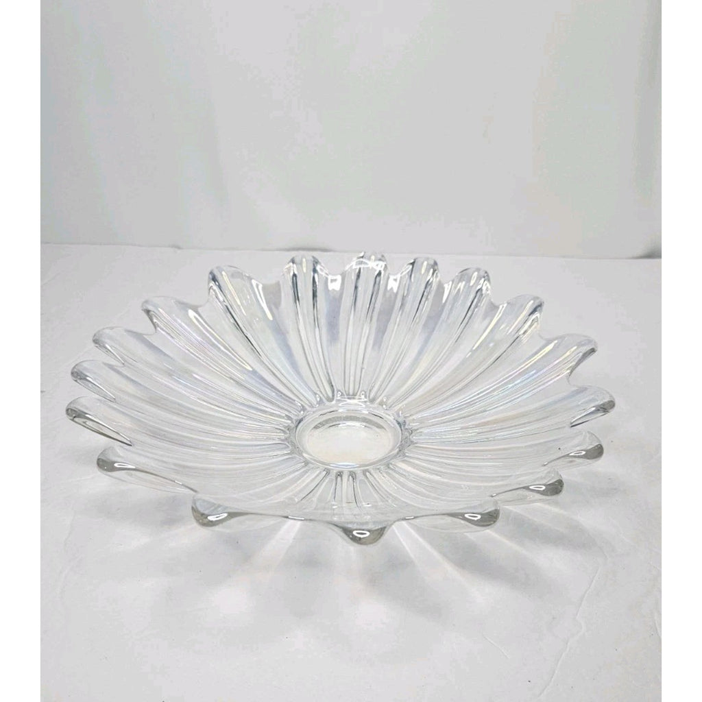Vintage Federal Iridescent Celestial Sunburst Center Art Glass Bowl 11 3/8"