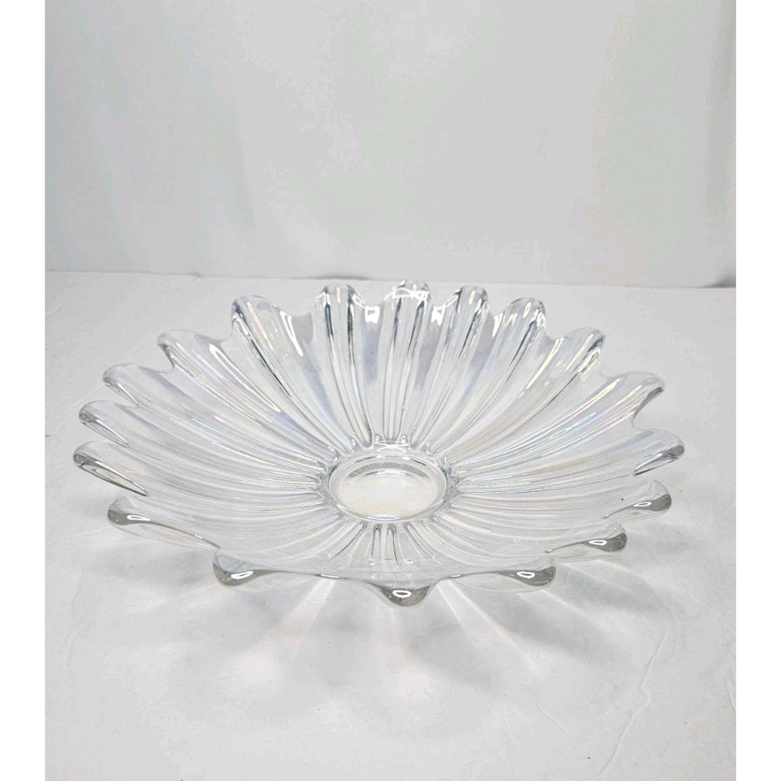 Vintage Federal Iridescent Celestial Sunburst Center Art Glass Bowl 11 3/8"