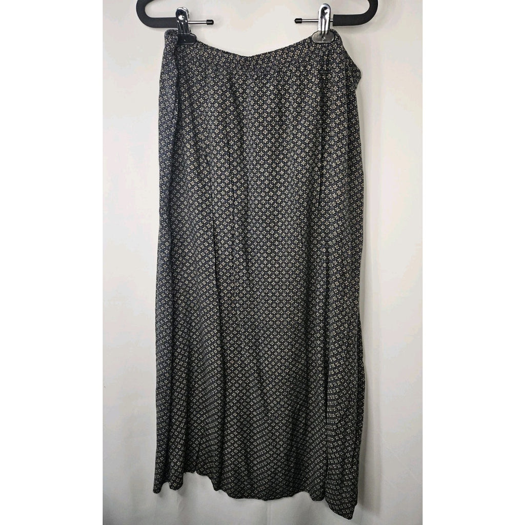 Vintage Studio Black Polyester Elastic Waist Printed Skirt Size 1X Boho Cottage