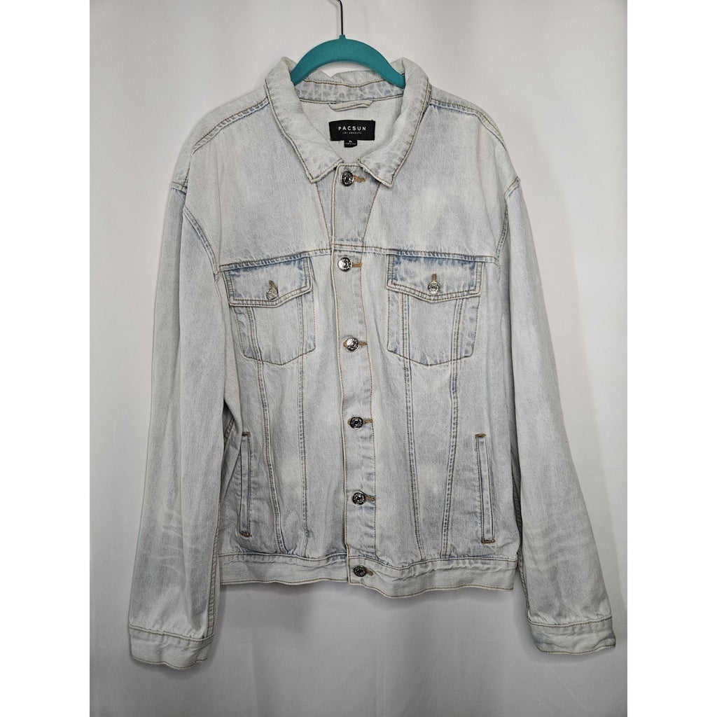 Pacsun Women's Denim Jean Jacket Light Wash Trucker Jacket Button Down Sz XL