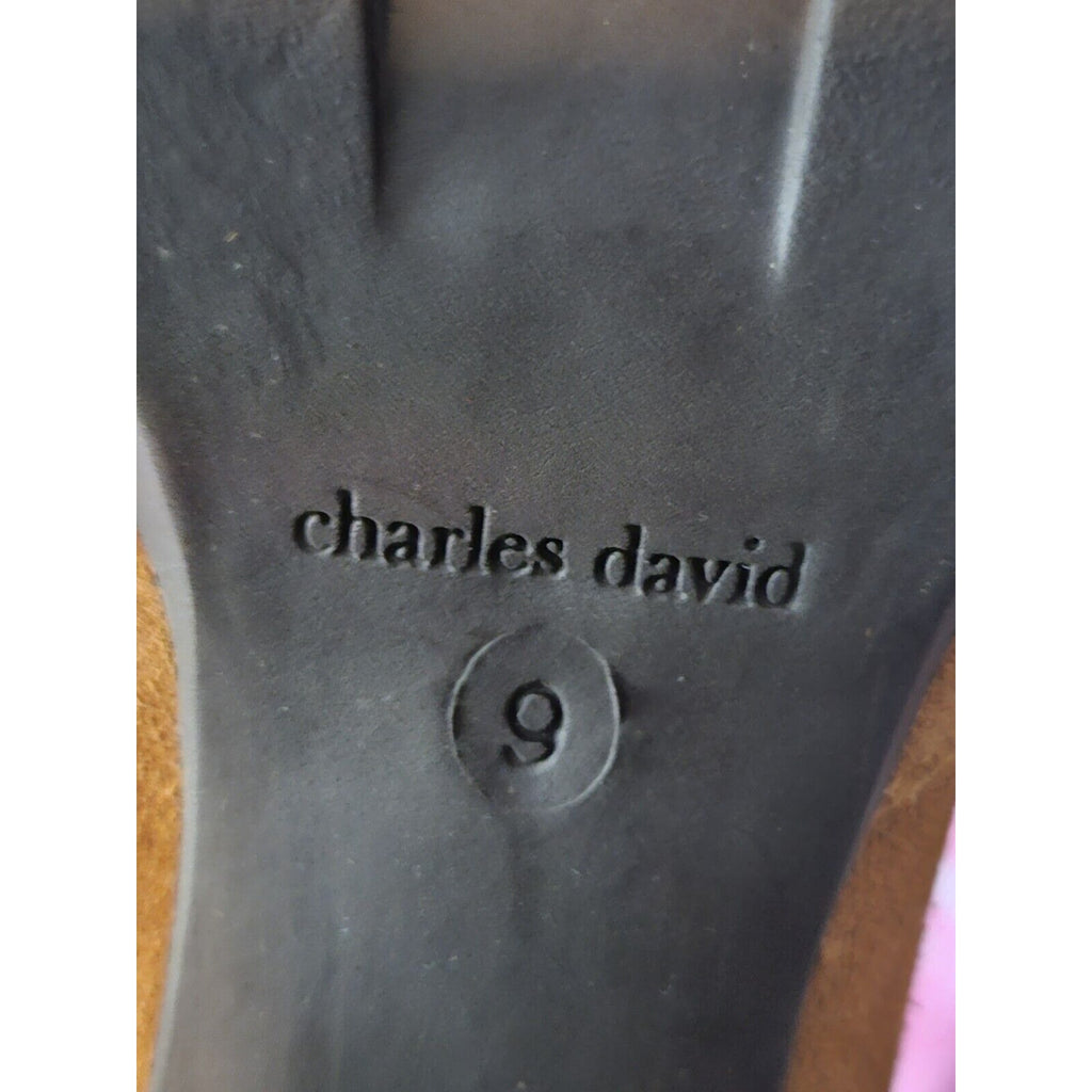 Charles David Gimmick Combat Boot Women's Size 9 Camel w Black Sole & Heels
