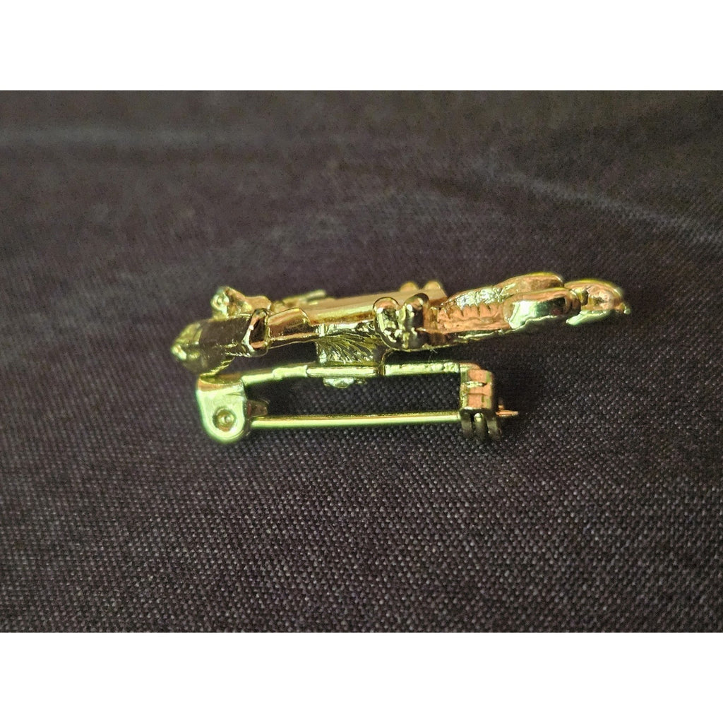 Vintage Collectible Pin CooCoo Cuckoo Clock Design Gold Tone 1.5"