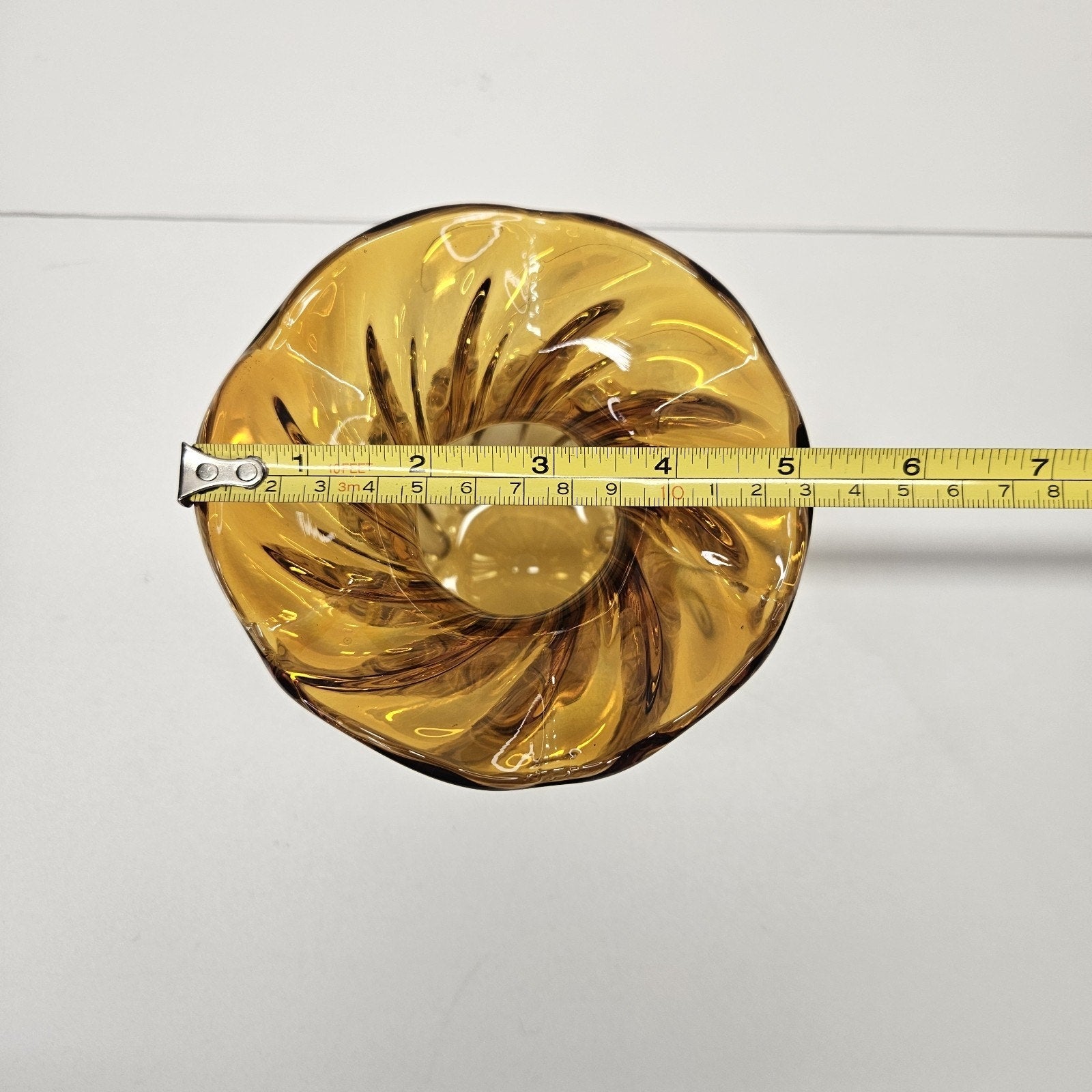 Retro Glass Art Vase Amber Vase Vintage Tulip Swirl Mid-Century 7.5x4" Flower