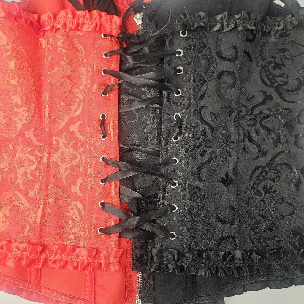 Floral Corset Lingerie Bustier Top XL Fairy Black Red Goth Whimsygoth Lace Up