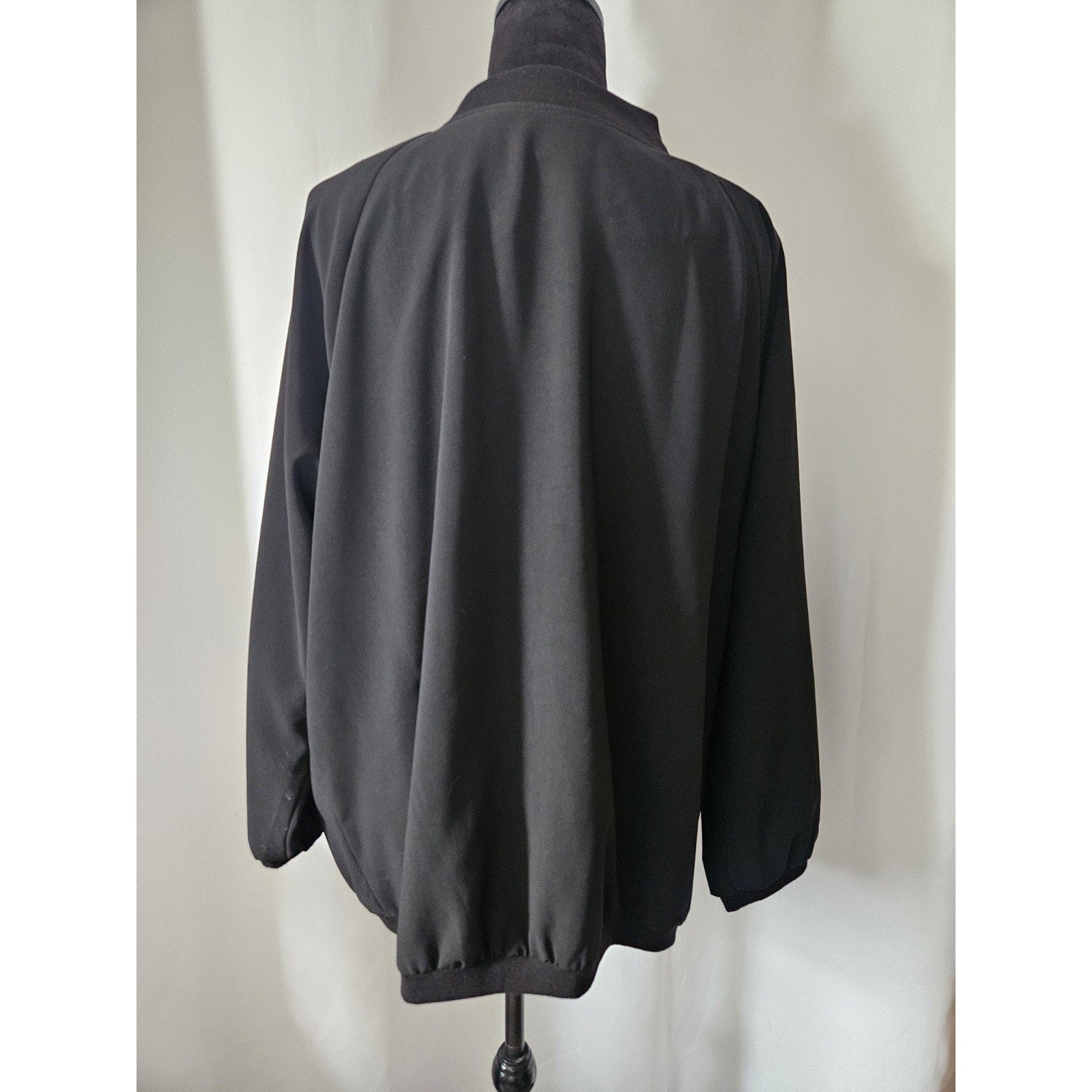 Daniel Rainn Black Jacket Coat Gold Zipper Pockets Silk Leopard Lining Size 2X