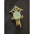 Vintage Collectible Pin CooCoo Cuckoo Clock Design Gold Tone 1.5"