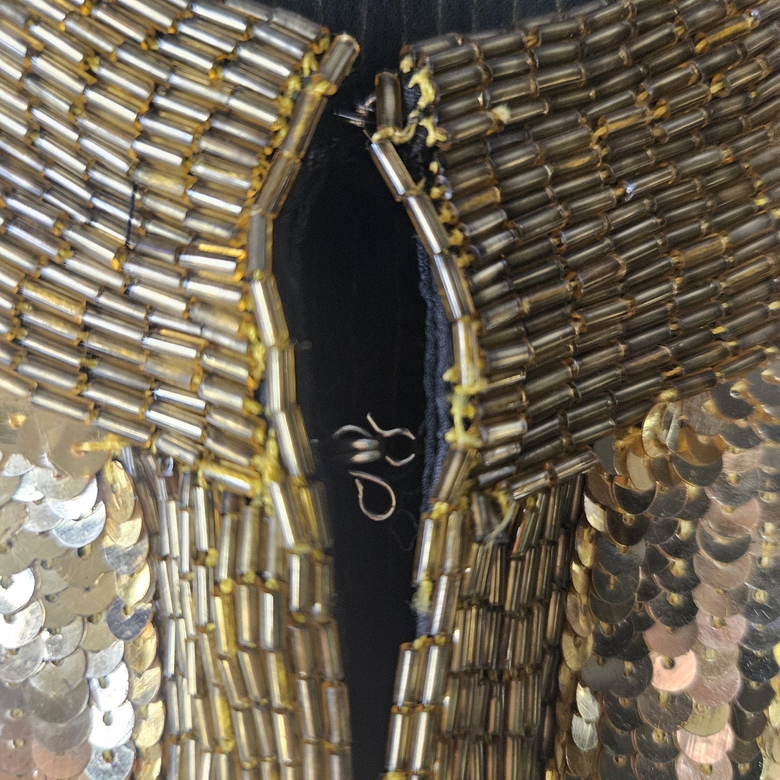 Vtg 80s Silk Gold Sequin Beaded Blazer Disco Glam Women Evening Jacket Festival