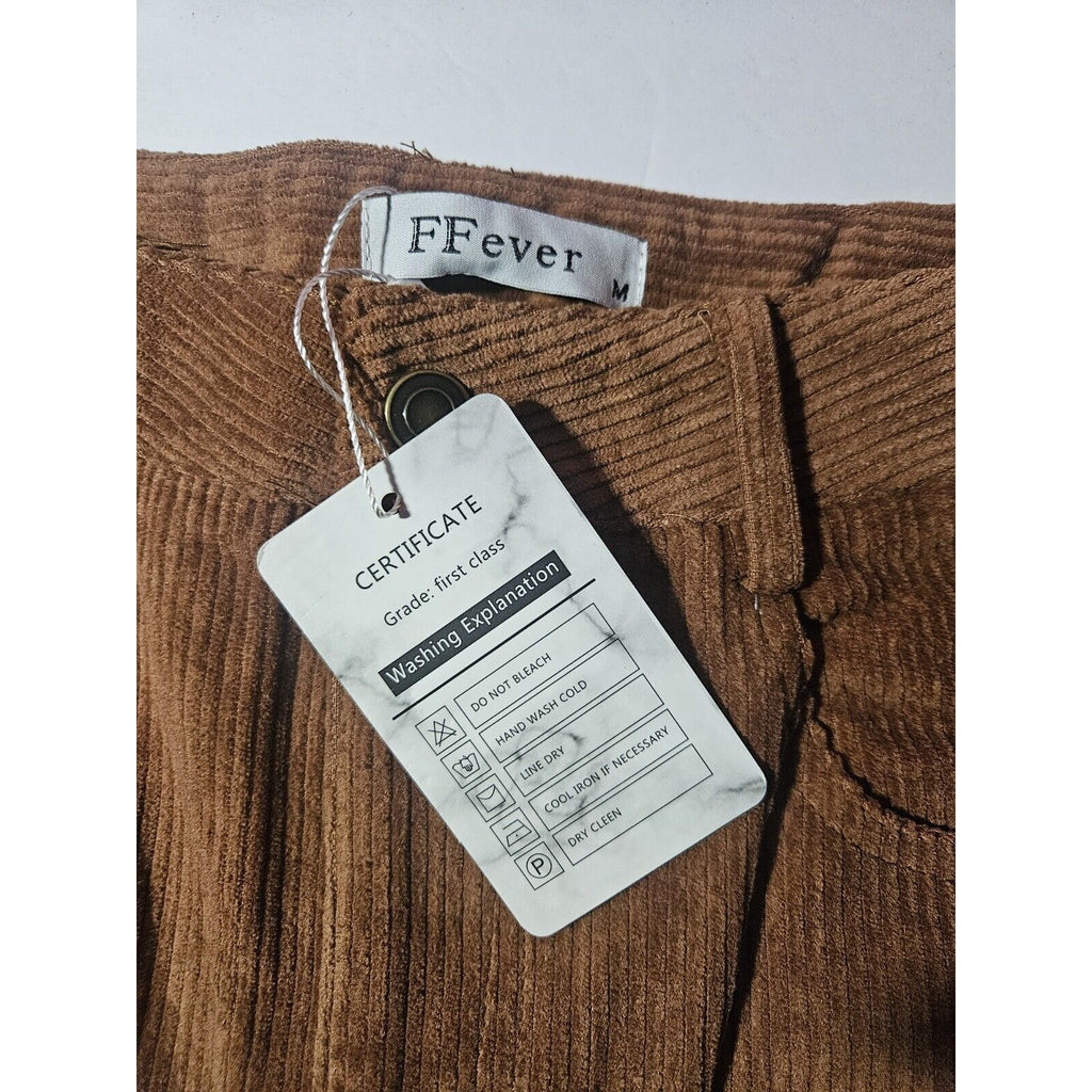 Women's Straight Leg Stretch Corduroy Pants By FFEVER Size Med Medium Camel