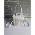Cute Vintage 80's Warren Reed White and Gold Handbag with removable strap