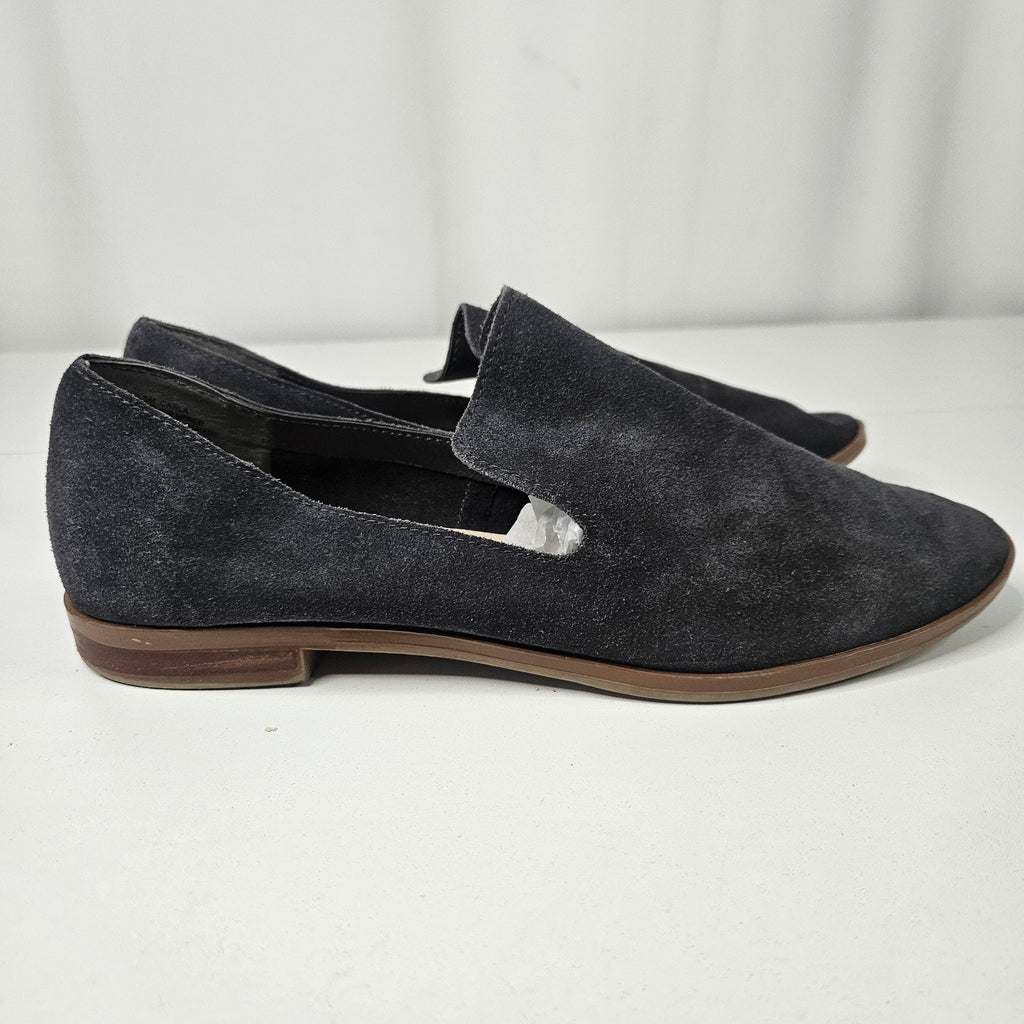 Crown Vintage Shoes Womens 8.5 M Carla Loafers Gray Suede Leather Slip On Casual