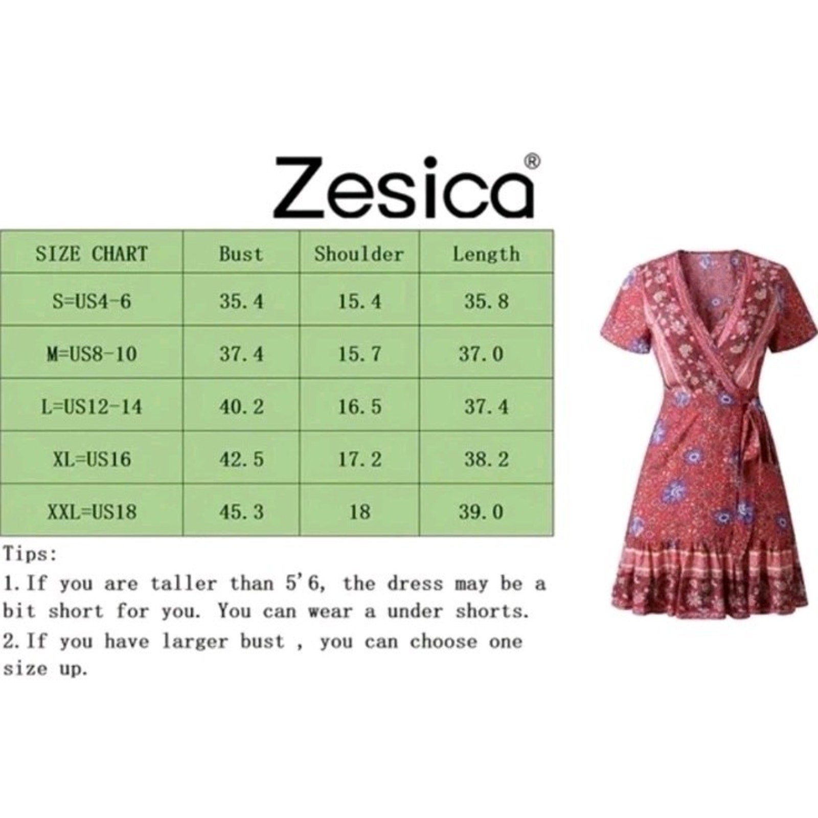 Wrap V Neck Bohemian Floral Print Ruffle Swing A Line Beach Mini Dress Large