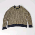 Oak + Fort Knit Crewneck Pullover Sweater Medium Yellow Grey Fisherman Preppy