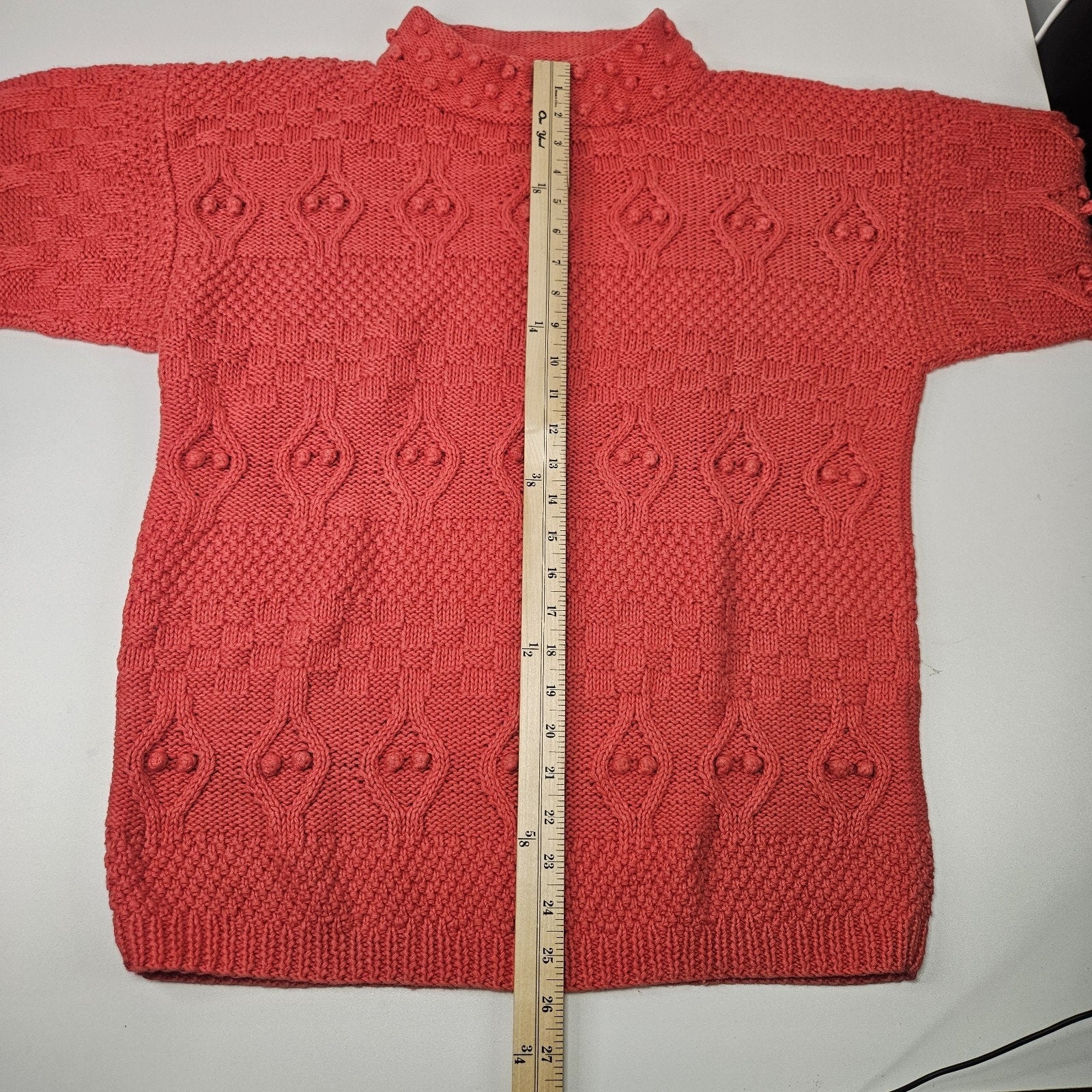 Vtg 80s Chunky Knit Grandma Sweater Medium Boho Cottagecore Pullover Oversized