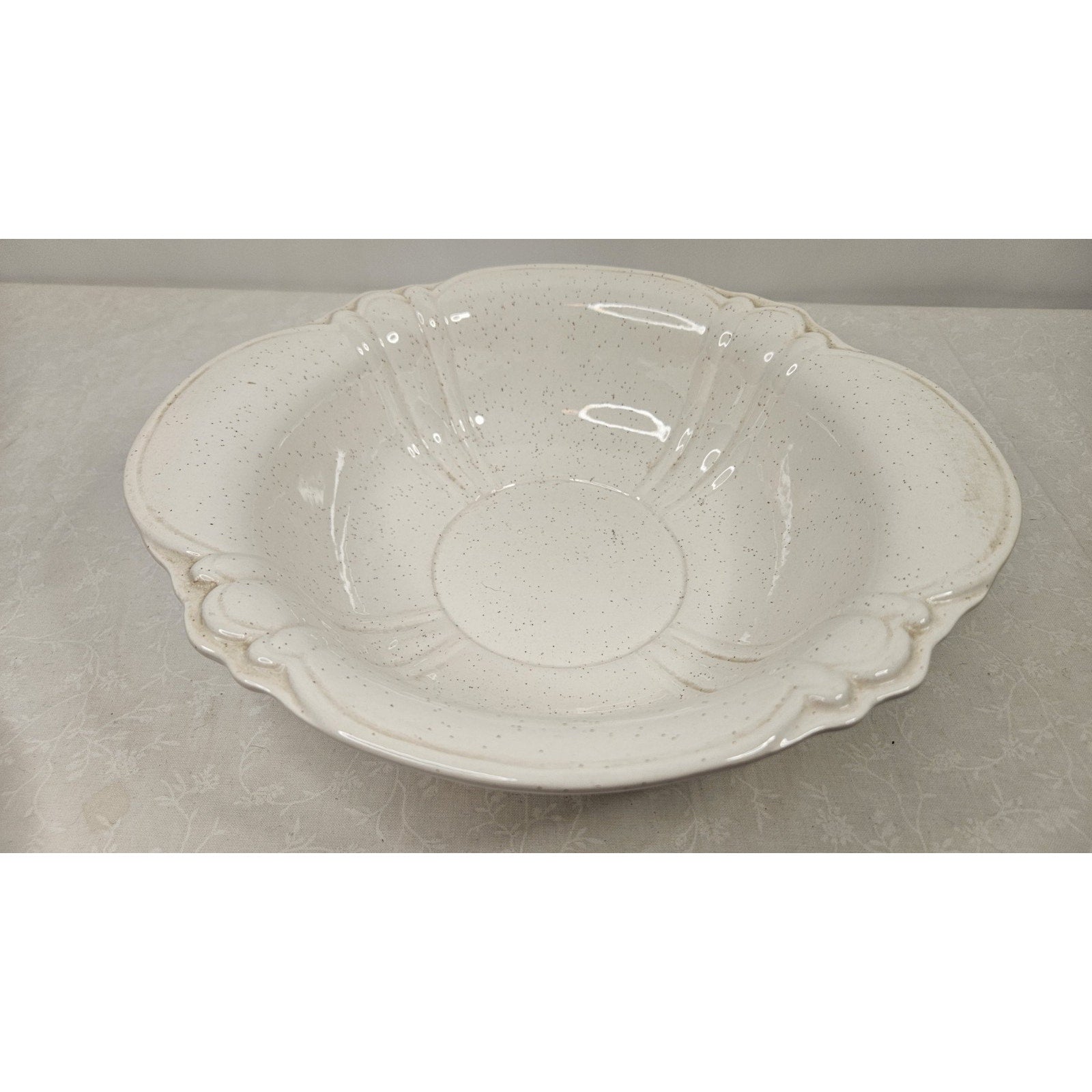 Vintage Treasure Craft Cream Pottery 11" Serving Bowl Lob Handles USA Made