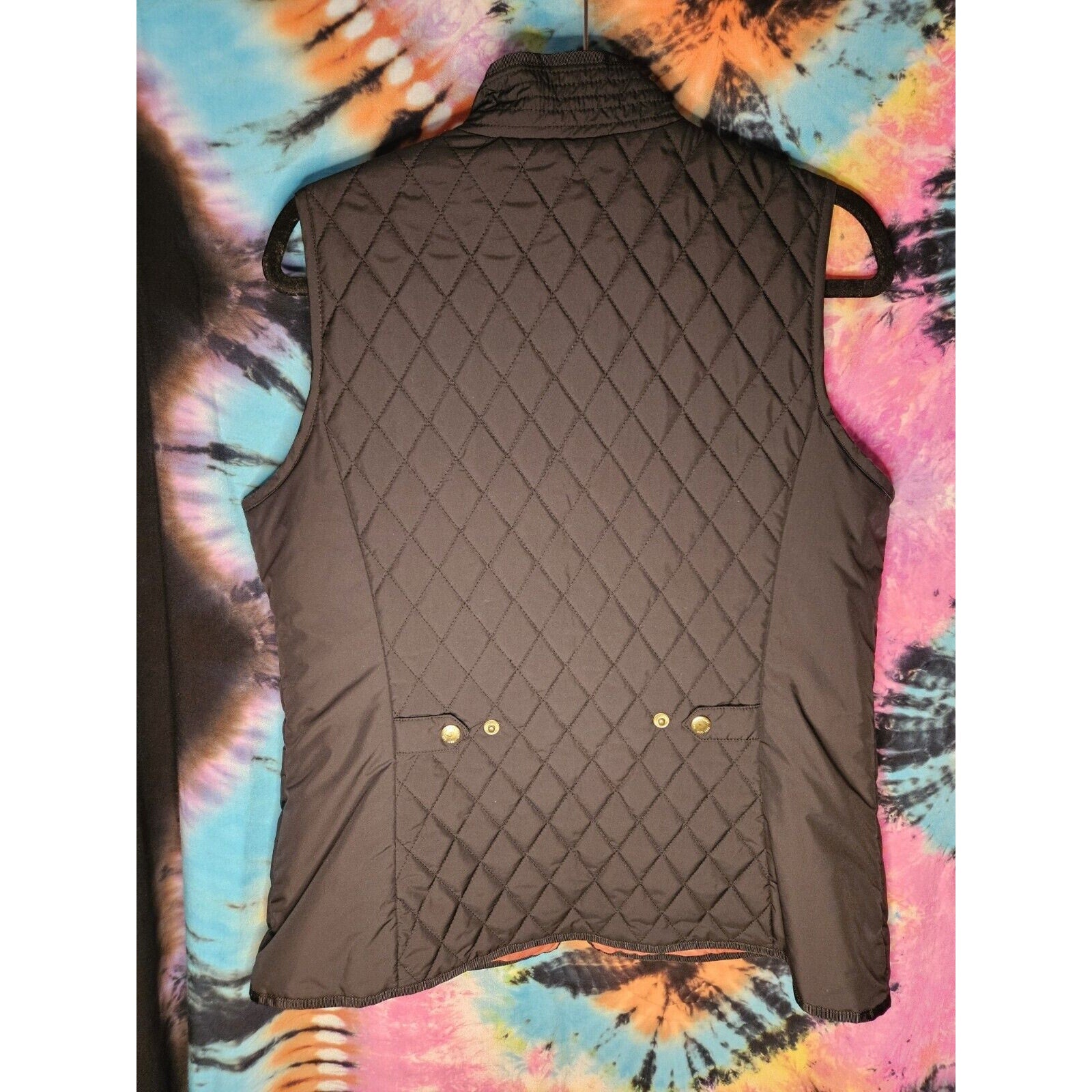 Lands' End Vest Size M Women’s Black Fleece Quilted Puffer Vest Lightweight- Med