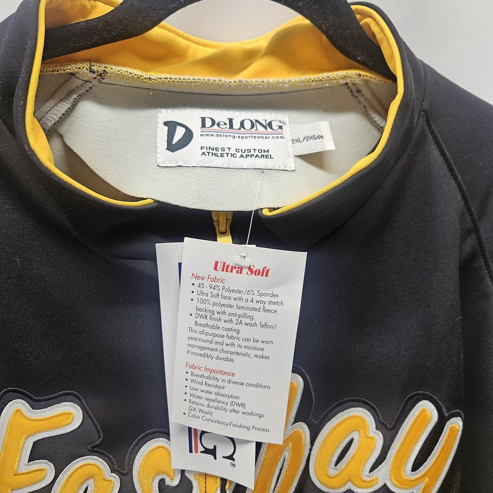 Eastbay DeLong Full Zip Embroidered Black & Yellow Jacket Size 2XL NWT Vintage