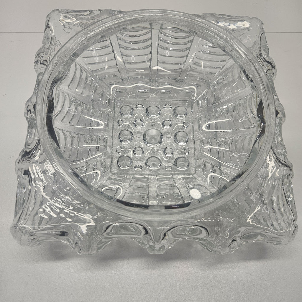 Art Deco Square Glass Bubble Pattern Flush Mount Ceiling Light Austria 1960s