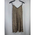 Y2K Vtg Secret Treasures Leopard Print Sexy Strappy Satin Nightgown Dress Medium
