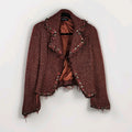 Vtg Y2K Funkyard Fabulous Till End Maroon Embellished Tweed Jacket Medium Wool B