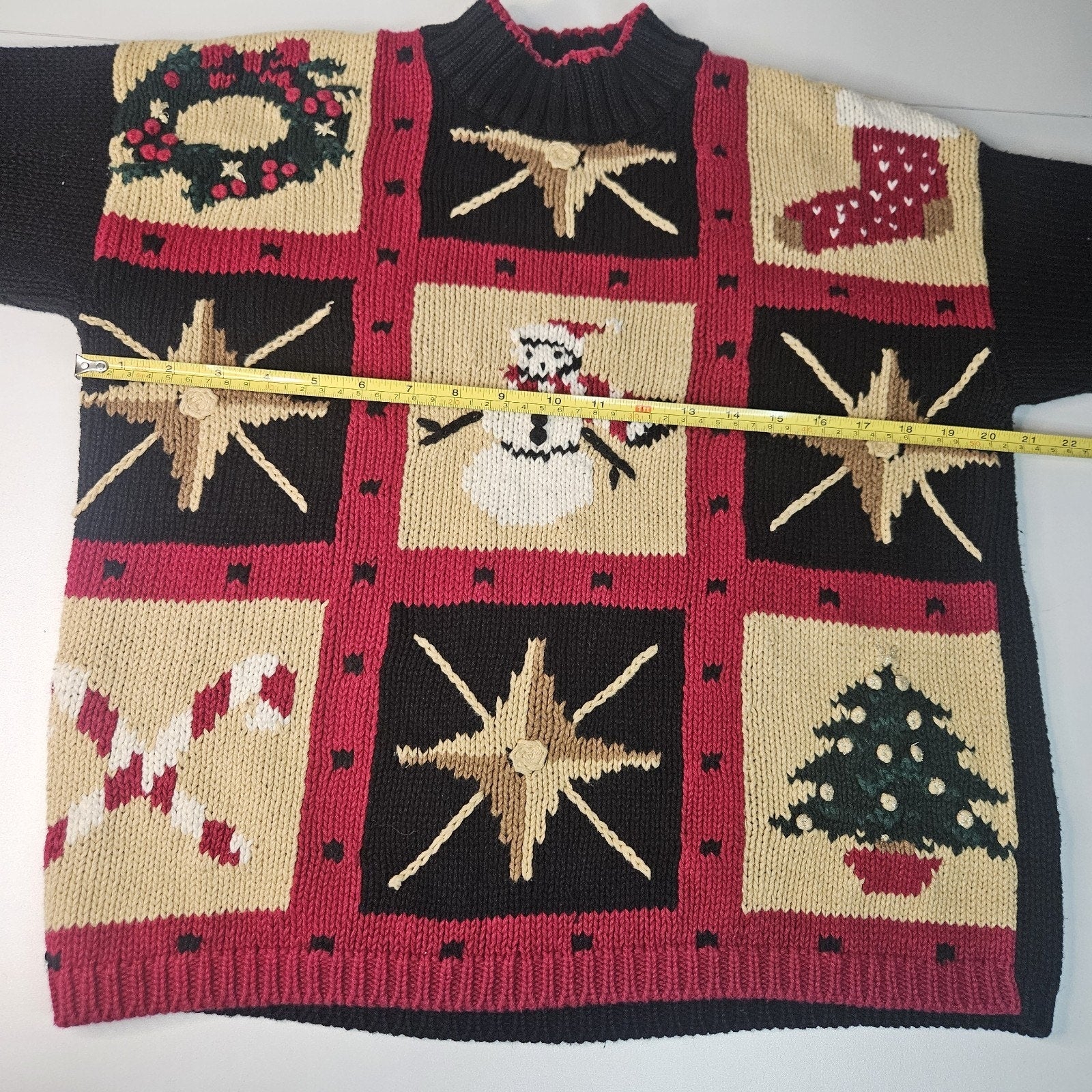 90s Christmas Sweater Chunky Knit Holiday Grandma Sweater Size Small