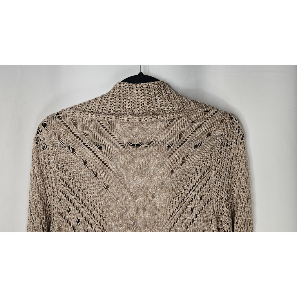 Torrid Long Open Stitch Open Front Cardigan Size 0 Large Lightweight Beige