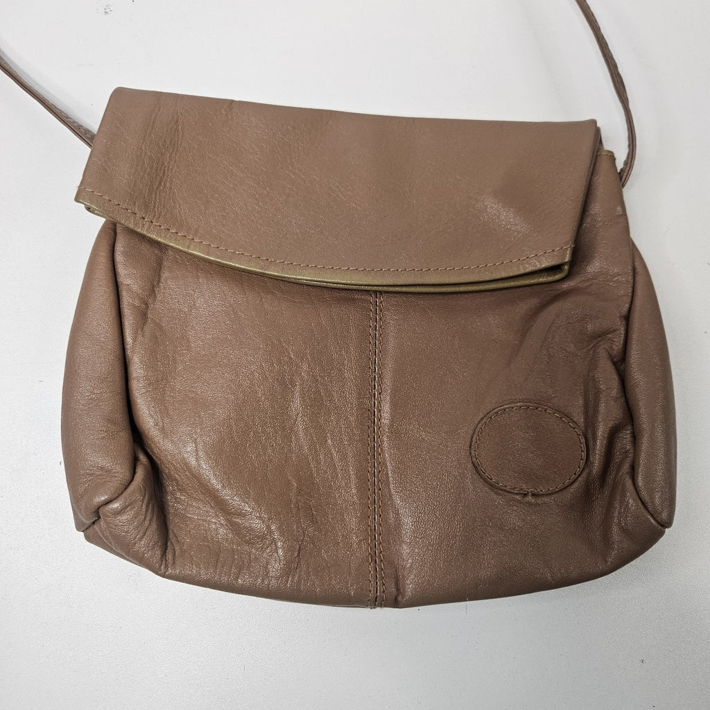 Vintage Small Leather Tan Mini Purse Flap Crossbody Strappy
